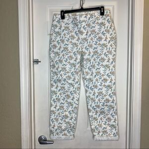 Loft Girlfriend Chino Rolled Crop Pastel Floral Size 8